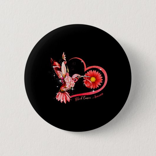 Hummingbird Sunflower Red Ribbon Blood Cancer Awar Button (Vorderseite)