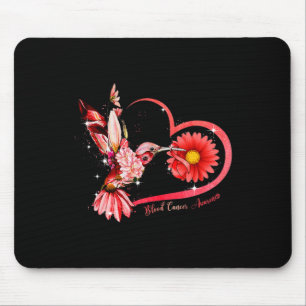 Hummingbird Sunflower Red Ribbon Blood Cancer Awar Mousepad