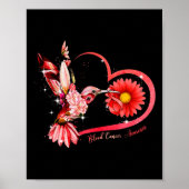 Hummingbird Sunflower Red Ribbon Blood Cancer Awar Poster (Vorne)