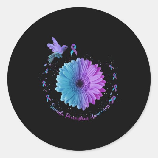 Hummingbird Sunflower Suicide Prevention Awareness Runder Aufkleber (Vorderseite)