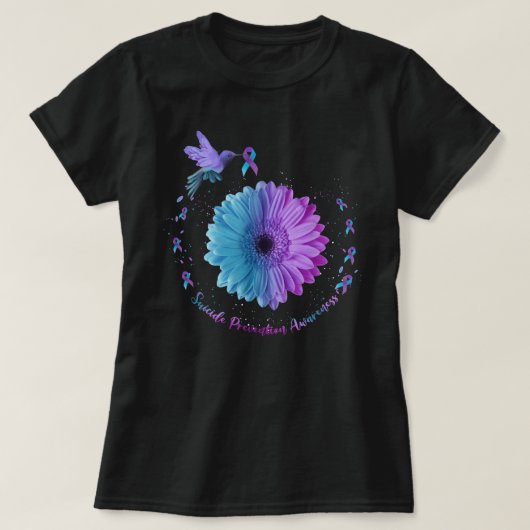 Hummingbird Sunflower Suicide Prevention Awareness T-Shirt (Design vorne)