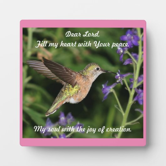 Hummingbird Tabletop Plaque mit Easel Fotoplatte (Vorderseite)