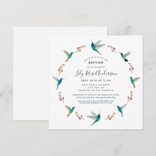 Hummingbird Taufe Ankündigung (Vorne/Hinten)