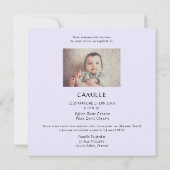 Hummingbird Taufe mit Foto Einladung (Rückseite)