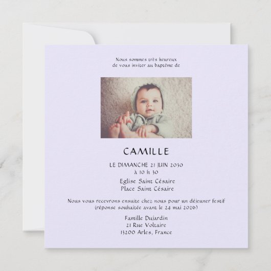 Hummingbird Taufe mit Foto Einladung (Rückseite)