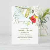 Hummingbird Teacup Floral Einladung (Stehend Vorderseite)