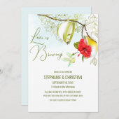 Hummingbird Teacup Floral Einladung (Vorne/Hinten)