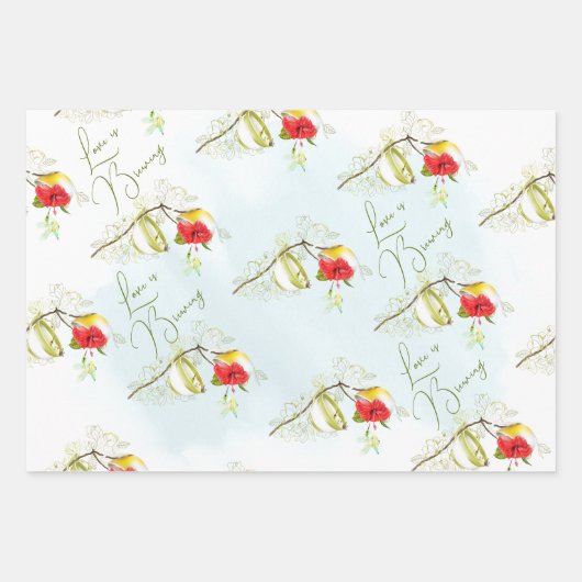 Hummingbird Teacup Floral Geschenkpapier Set (Vorderseite)