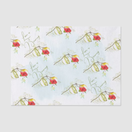Hummingbird Teacup Floral Seidenpapier (Vorderseite)