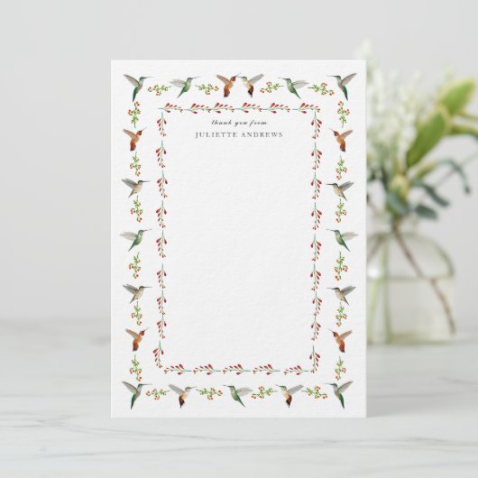 Hummingbird Thank You Note (Stehend Vorderseite)