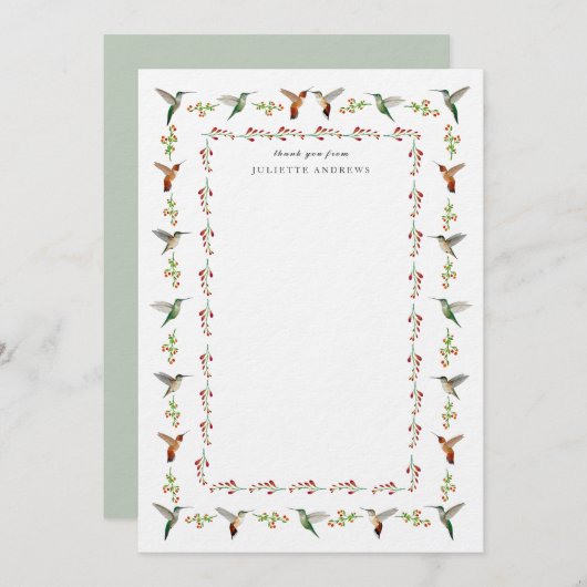 Hummingbird Thank You Note (Vorne/Hinten)