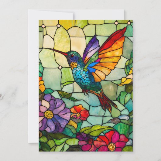 Hummingbird Tiffany-Style Window Feiertagskarte (Vorderseite)