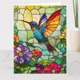 Hummingbird Tiffany-Style Window Karte