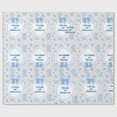 Hummingbird Toile Blue Celebration Geschenkpapier (Flach)