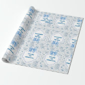 Hummingbird Toile Blue Celebration Geschenkpapier (Ungerollt)