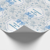 Hummingbird Toile Blue Celebration Geschenkpapier (Ecke)