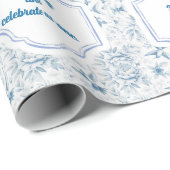 Hummingbird Toile Blue Celebration Geschenkpapier (Rolleneckpunkt)