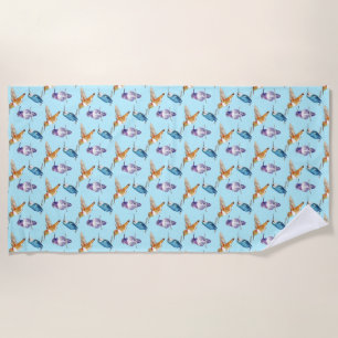 Hummingbird Trio mit Aqua Hintergrund Strandtuch