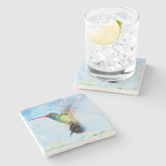 Hummingbird Trivet, Bird Tile Trivet Steinuntersetzer (Seitenansicht)