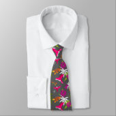 Hummingbird Tropical Beach Wedding Pink Gray Krawatte (Gebunden)