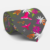 Hummingbird Tropical Beach Wedding Pink Gray Krawatte (Gerollt)