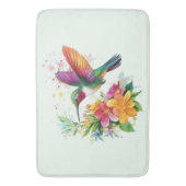 Hummingbird Tropische Blume Badematte (Vorderseite Vertikal)