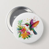 Hummingbird Tropische Blume Button (Vorne & Hinten)