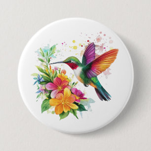 Hummingbird Tropische Blume Button