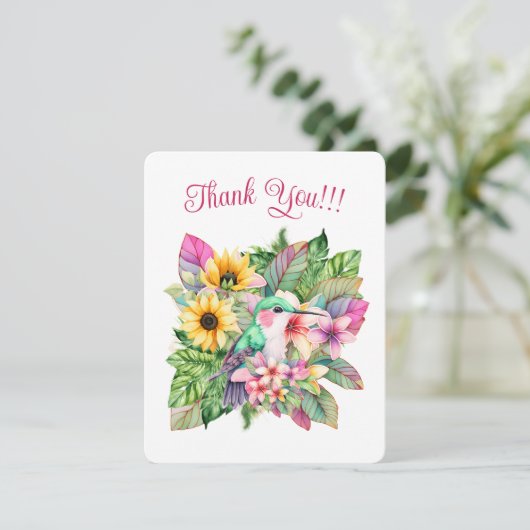 Hummingbird & tropische Blume Feiertagskarte (Stehend Vorderseite)