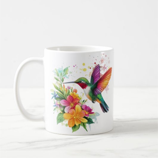 Hummingbird Tropische Blume Kaffeetasse (Links)