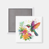 Hummingbird Tropische Blume Magnet (Vorderseite/Rückseite)