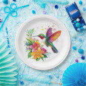Hummingbird Tropische Blume Pappteller (Party)