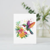 Hummingbird Tropische Blume Postkarte (Stehend Vorderseite)