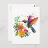 Hummingbird Tropische Blume Postkarte (Vorne/Hinten)