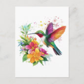 Hummingbird Tropische Blume Postkarte (Vorderseite)