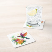 Hummingbird Tropische Blume Rechteckiger Pappuntersetzer (Vor Ort)
