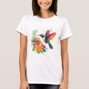 Hummingbird Tropische Blume T-Shirt