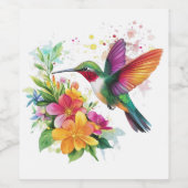 Hummingbird Tropische Blume Weinetikett (Einzelnes Label)