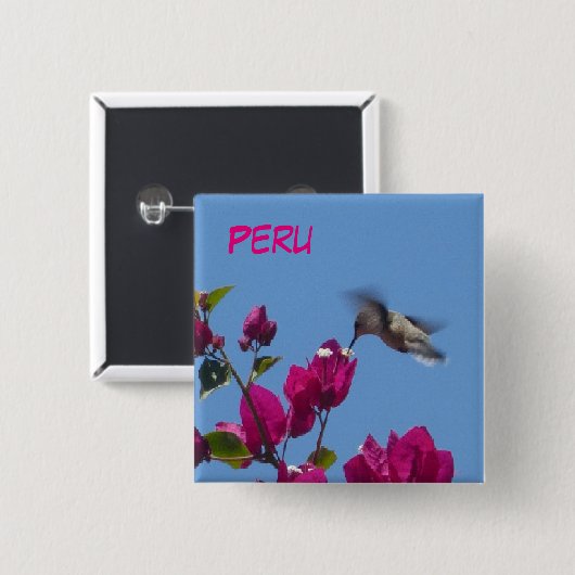 Hummingbird über Peru Button (Vorne & Hinten)