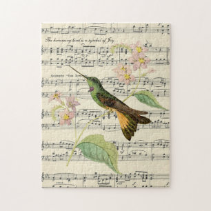 Hummingbird über Vintage Notenfreuden Puzzle