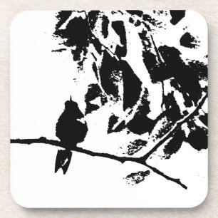 Hummingbird und Baumzweige Schwarz-weiß Untersetzer