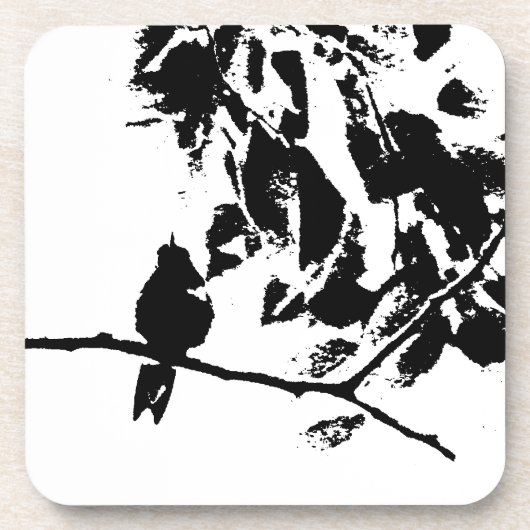 Hummingbird und Baumzweige Schwarz-weiß Untersetzer (Vorderseite)