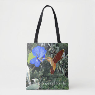 Hummingbird und Blauer Hibiskus mit tropischen Pfl Tasche