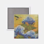 Hummingbird und Blue Hydrangea Magnet (Vorderseite/Rückseite)