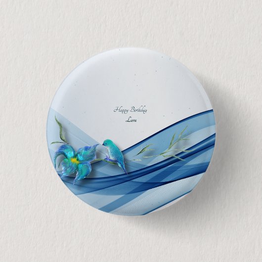 Hummingbird und Blue Wave Birthday Buttons (Vorderseite)