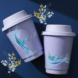 Hummingbird und Blue Wave Birthday Papier Becher