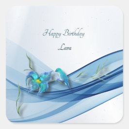 Hummingbird und Blue Wave Quadratischer Aufkleber