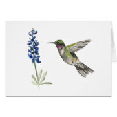 Hummingbird und Bluebonnet Blank Note Card (Vorderseite (Horizontal))