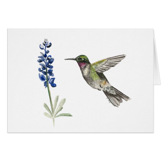 Hummingbird und Bluebonnet Blank Note Card (Vorderseite (Horizontal))