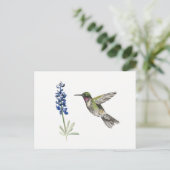 Hummingbird und Bluebonnet Postkarte (Stehend Vorderseite)